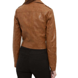 Back of Sienna magma leather jacket with quilted lining and premium leather finish