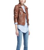 Side profile of Stella jacket highlighting fitted waist and feminine cut