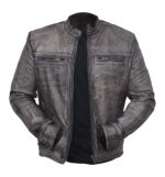 Vintage Biker Cafe Racer Retro Distressed Leather Jacket
