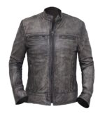 Vintage Biker Cafe Racer Retro Distressed Leather Jacket For men