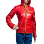 Flash Red Hooded Leather Jacket