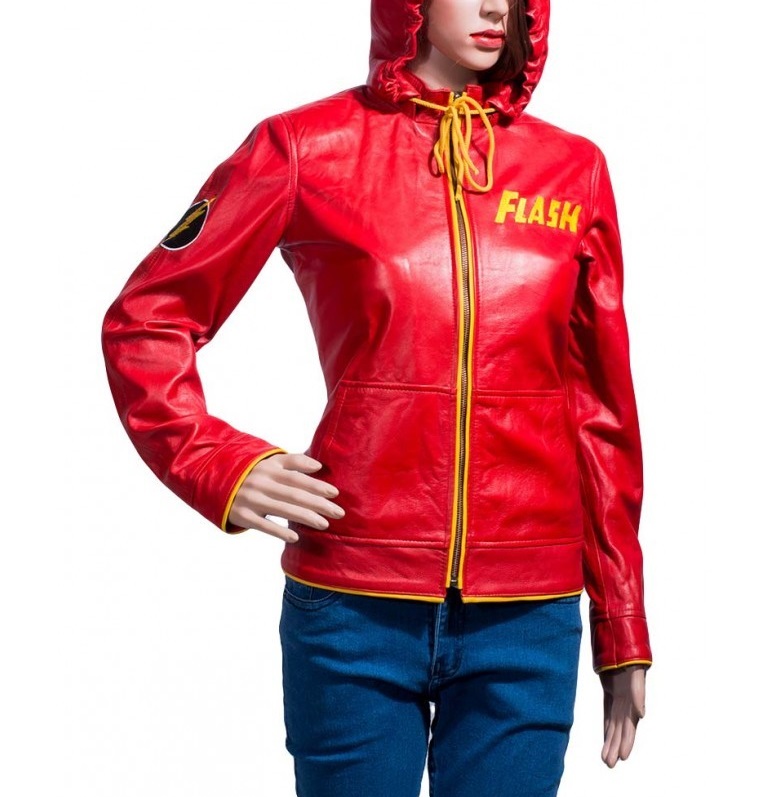 flash-red-hooded-leather-jacket (3) Flash Red Hooded Leather Jacket