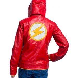 Flash Red Hooded Leather Jacket