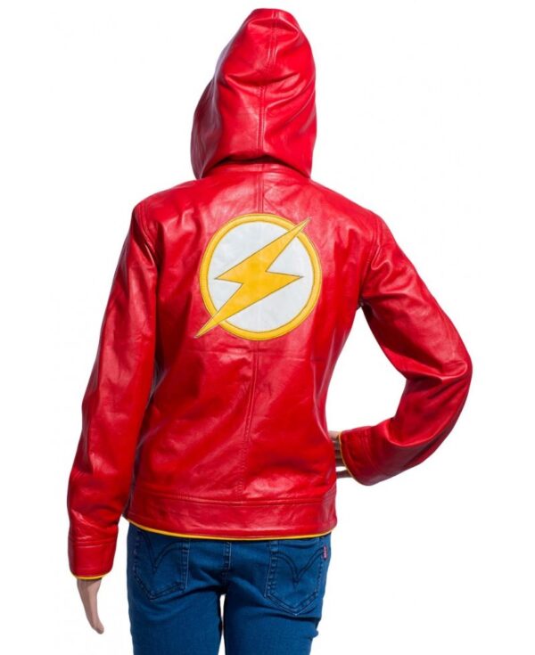 Flash Red Hooded Leather Jacket