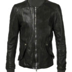 Black-Bomber-Leather-Jacket-For-Men-front