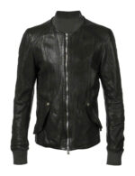 Black-Bomber-Leather-Jacket-For-Men-front
