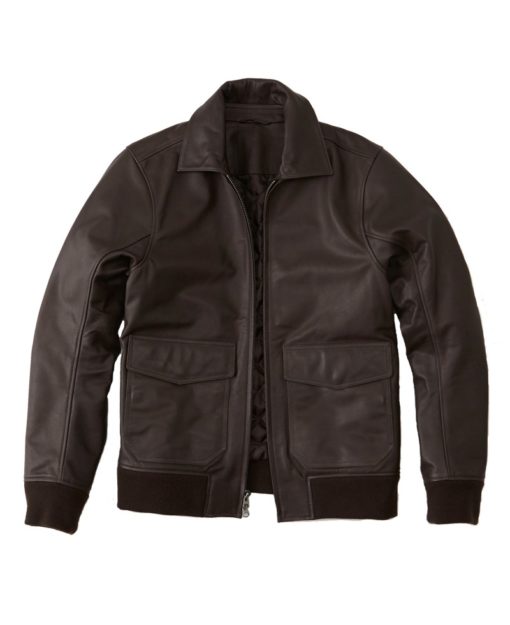 Classic-Brown-Bomber-Leather-Jacket-510x625 Classic Brown Bomber Leather Jacket - Image 1