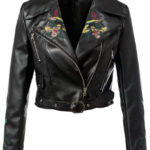 Embroidery Flower Askew Zipper Hasp Short Jacket - Maker of Jacket