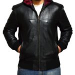 Gianni Black Leather Hooded Jacket