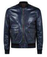 Iconic Blue Bomber Leather Jacket