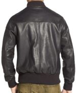 Justin Black Leather Bomber Jacket - Image 2