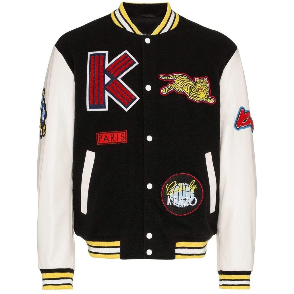 KENZO Logo Dragon Embroidered Wool Blend Varsity Jacket - Maker of Jacket