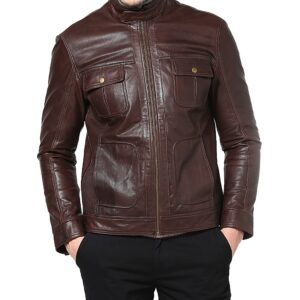 Model wearing Kanye-inspired biker jacket styled with sneakers and sunglasses