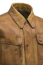 Close-up of khaki brown leather texture and stitched panel design