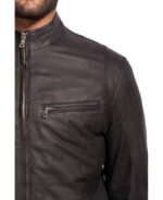 Close-up of movie-accurate stitching and black leather texture