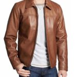 Mens Brown Casual Shirt Collar Jacket