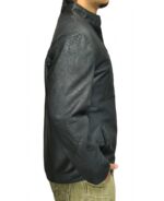 Side profile of Michigan jacket showing fitted sleeves and collar design