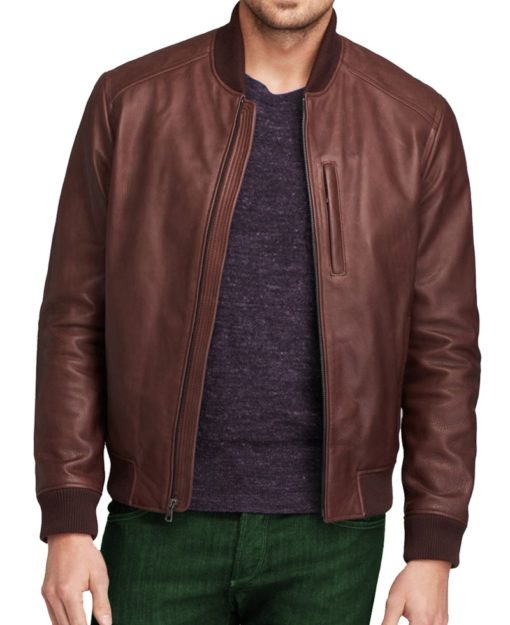 -Pattinson-Brown-Leather-Bomber-Jacket-510x625 Pattinson Brown Leather Bomber Jacket - Image 1