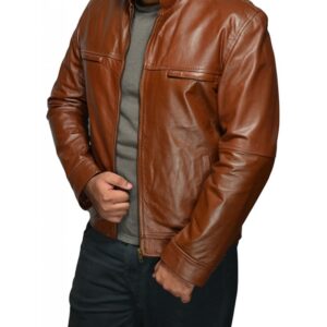 soft leather grain and high-quality finish on Pierre jacket