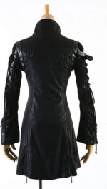 Punk Rave Poison Black Leather Military Coat