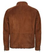 Back profile of Ralph suede leather jacket showing elegant cut and finish