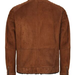 Back profile of Ralph suede leather jacket showing elegant cut and finish