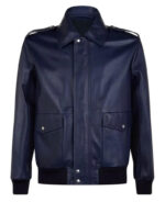 Royal-Blue-Bomber-Leather-Jacket-front