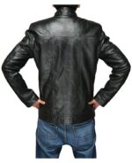 Back of premium leather texture on Rubens black jacket with sleek design