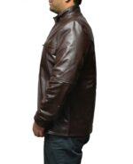 Salvador brown leather jacket laid flat showcasing craftsmanship and lining