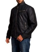 Black leather jacket styled after Star Crossed TV series with rebellious aesthetic