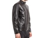Close-up of premium leather and zipper details on Swank High jacket