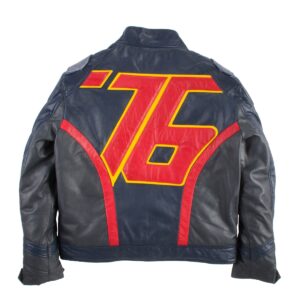 Black leather jacket for coordinated team style with subtle sporty accents