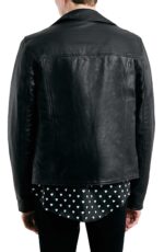 Back of Vanity-inspired leather jacket showing texture and hardware details