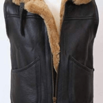 Black Shearling Sheepskin Gilet Bomber Flying Jacket