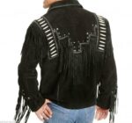 Western Cowboy Black Suede Fringe Leather Jacket