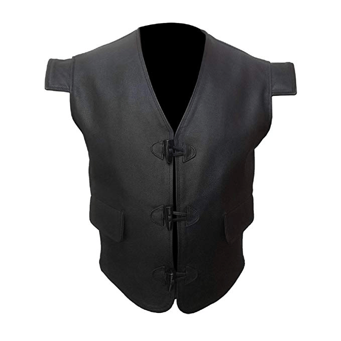 mens-real-black-jacobite-toggle-leather-waistcoat-vest (3) Men's Real Black Jacobite Toggle Leather Waistcoat Vest - Image 1