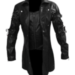 Men's Real Black Leather Trench Coat and Steampunk Jacket