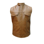 Men's Real Cow Leather Brown Motorcycle Vest