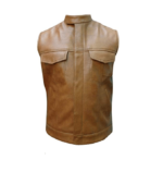Men's Real Cow Leather Brown Motorcycle Vest