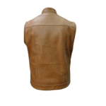 Men's Real Cow Leather Brown Motorcycle Vest - Image 3