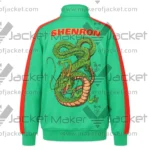 Back View of Dragon Ball Shenron Track Jacket Featuring featuring SHENRON spell and embroidered dragon design on the back.