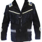 Black Western Coat Cowboy Suede Fringe Leather Jacket