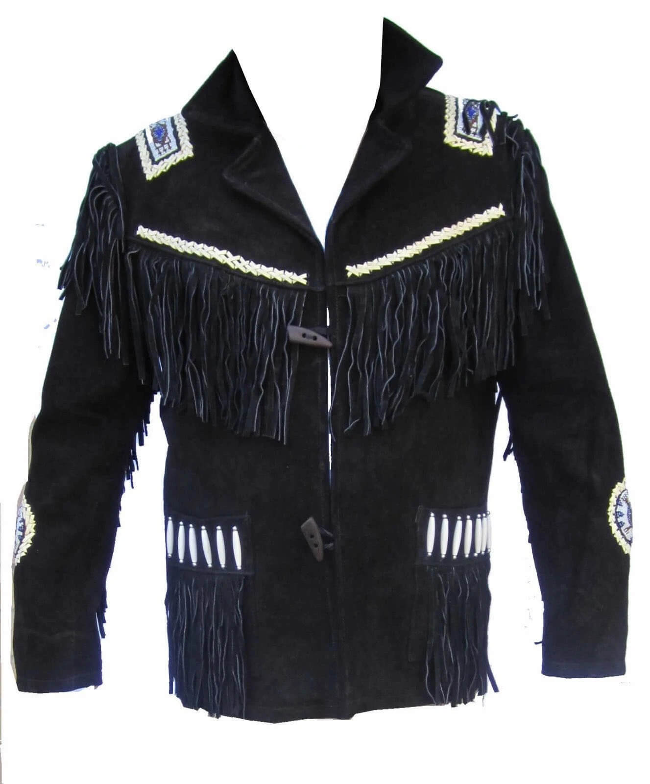Black Western Coat Cowboy Suede Fringe Leather Jacket (1) Black Western Coat Cowboy Suede Fringe Leather Jacket