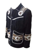 Men's-Western-Fringes-Cowboy-Black-Suede-Leather-Jacket