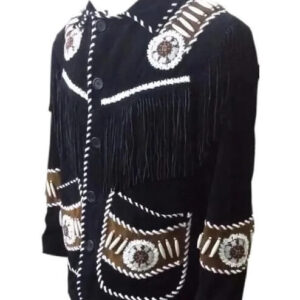 Men's-Western-Fringes-Cowboy-Black-Suede-Leather-Jacket