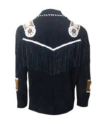 Men's-Western-Fringes-Cowboy-Black-Suede-Leather-Jacket