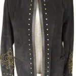 Women's-Studded-Black-Suede-Leather-Coat