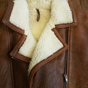 brown leather with shearling collar for warmth and comfort for men