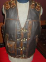 Handmade Men's Brown Biker Leather vest