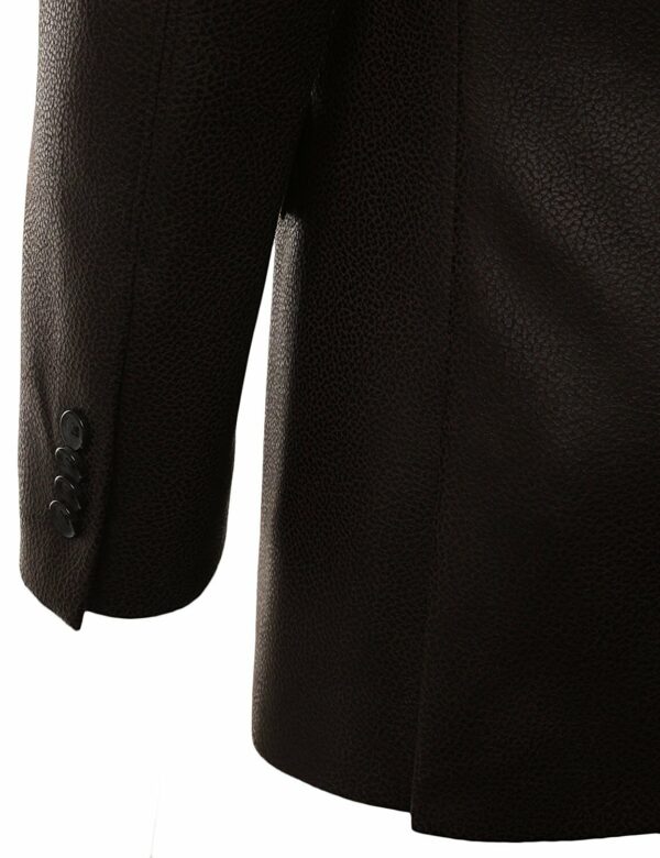 Men's Brown Leather Blazer Coat - Image 3